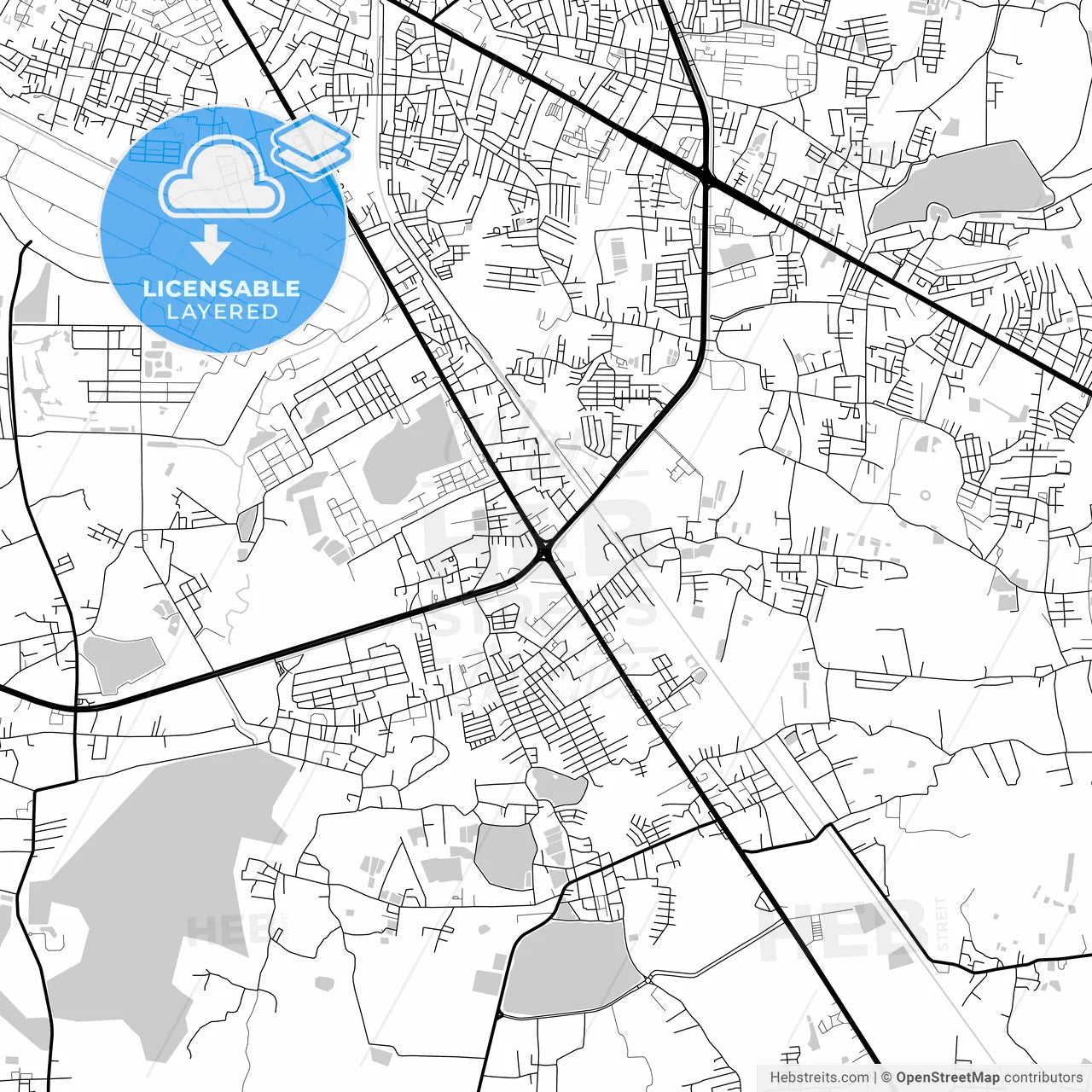 Layered PDF map of Udon Thani, Udon Thani, Thailand