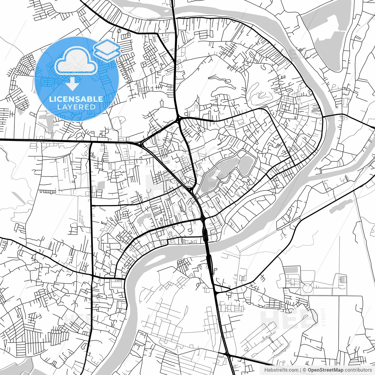 Layered PDF map of Nakhon Sawan, Nakhon Sawan, Thailand