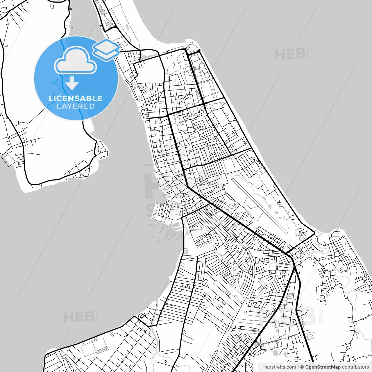 Layered PDF map of Songkhla, Songkhla, Thailand