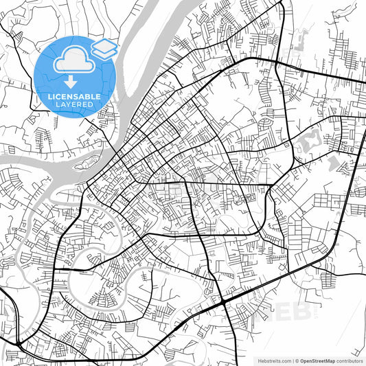 Layered PDF map of Surat Thani, Surat Thani, Thailand