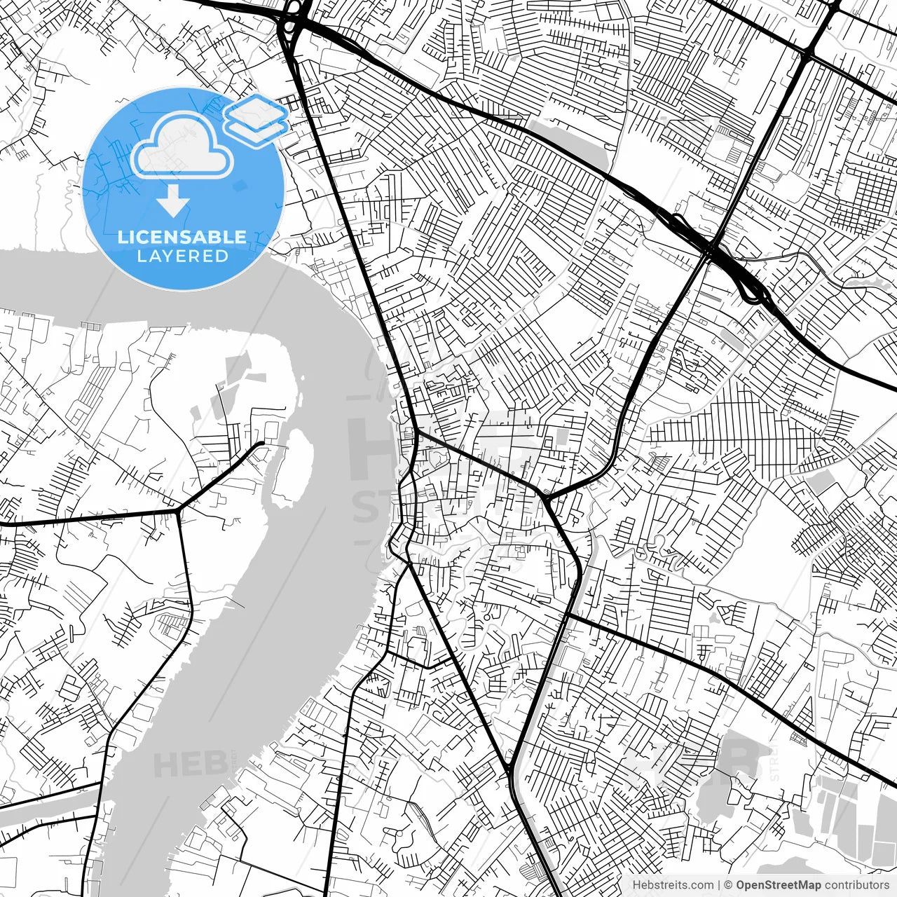 Layered PDF map of Samut Prakan, Samut Prakan, Thailand