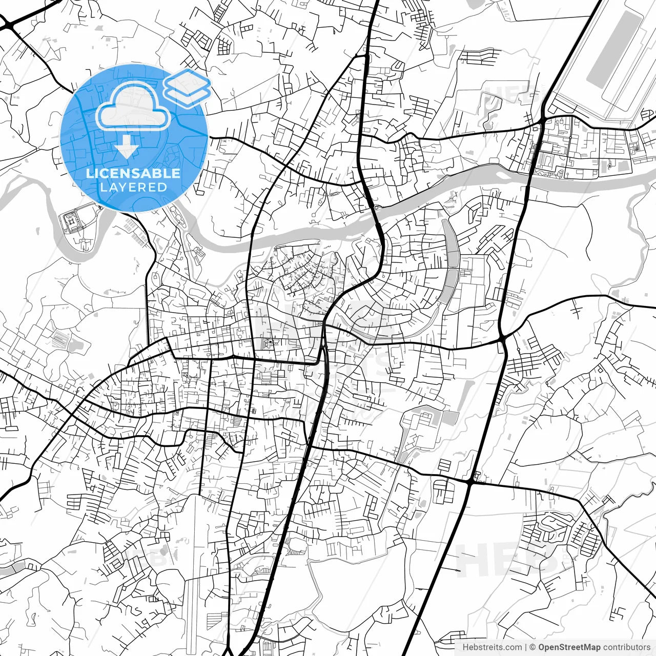 Layered PDF map of Chiang Rai, Chiang Rai, Thailand