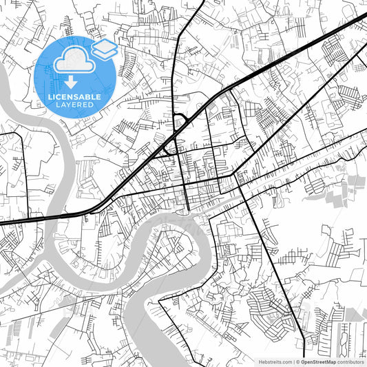 Layered PDF map of Samut Sakhon, Samut Sakhon, Thailand