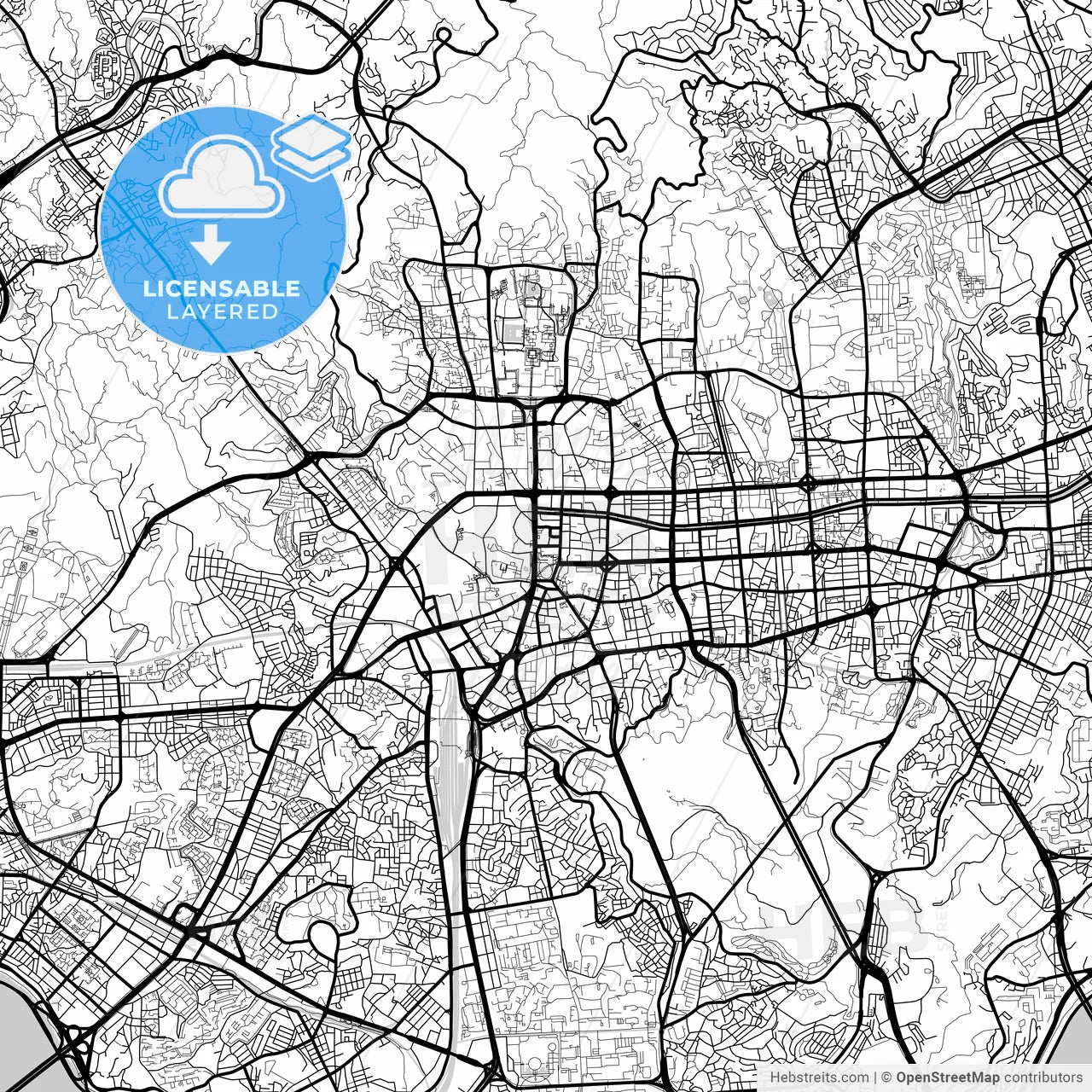 Layered PDF map of Seoul, South Korea