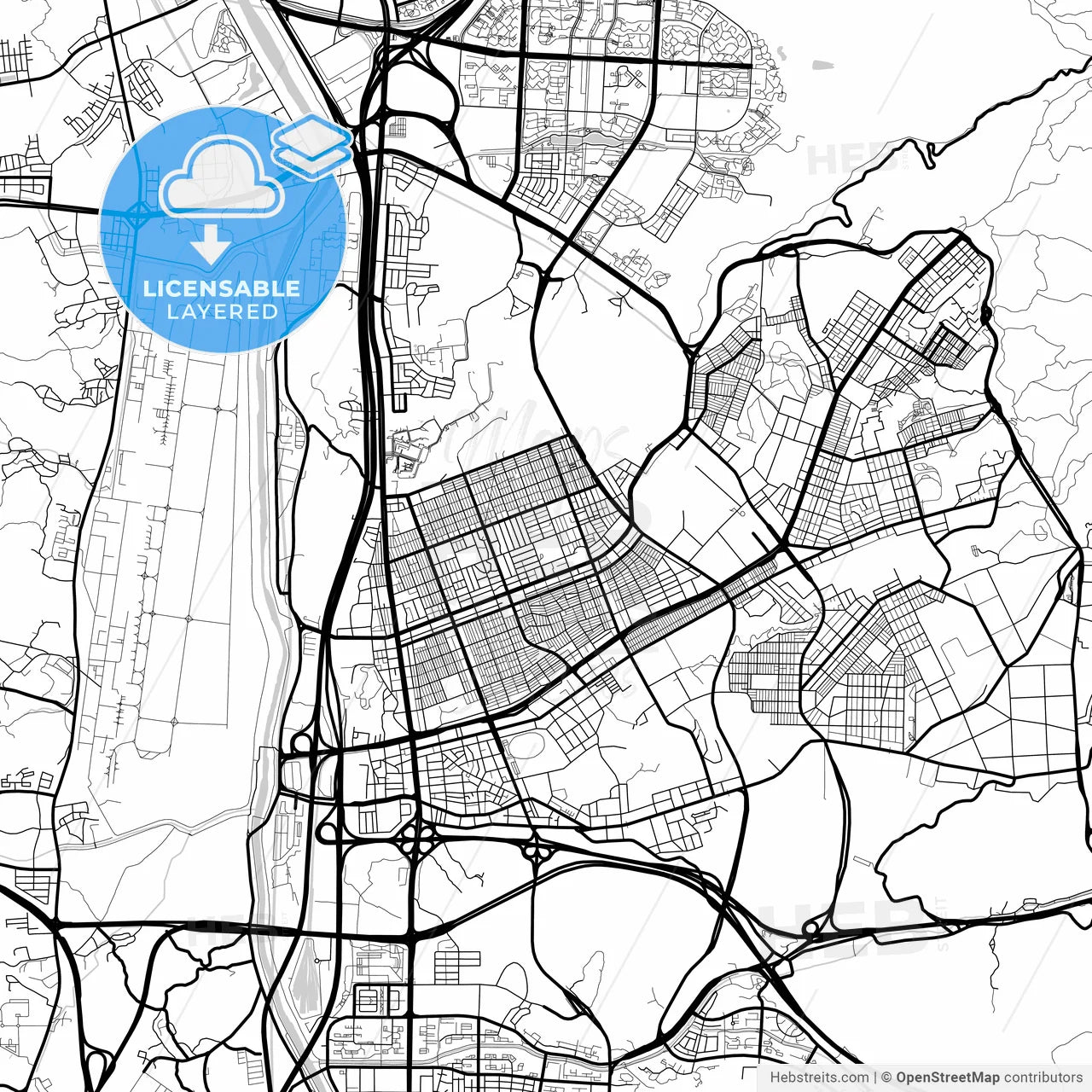Layered PDF map of Seongnam, Gyeonggi, South Korea