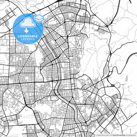 Layered PDF map of Cheongju, North Chungcheong, South Korea
