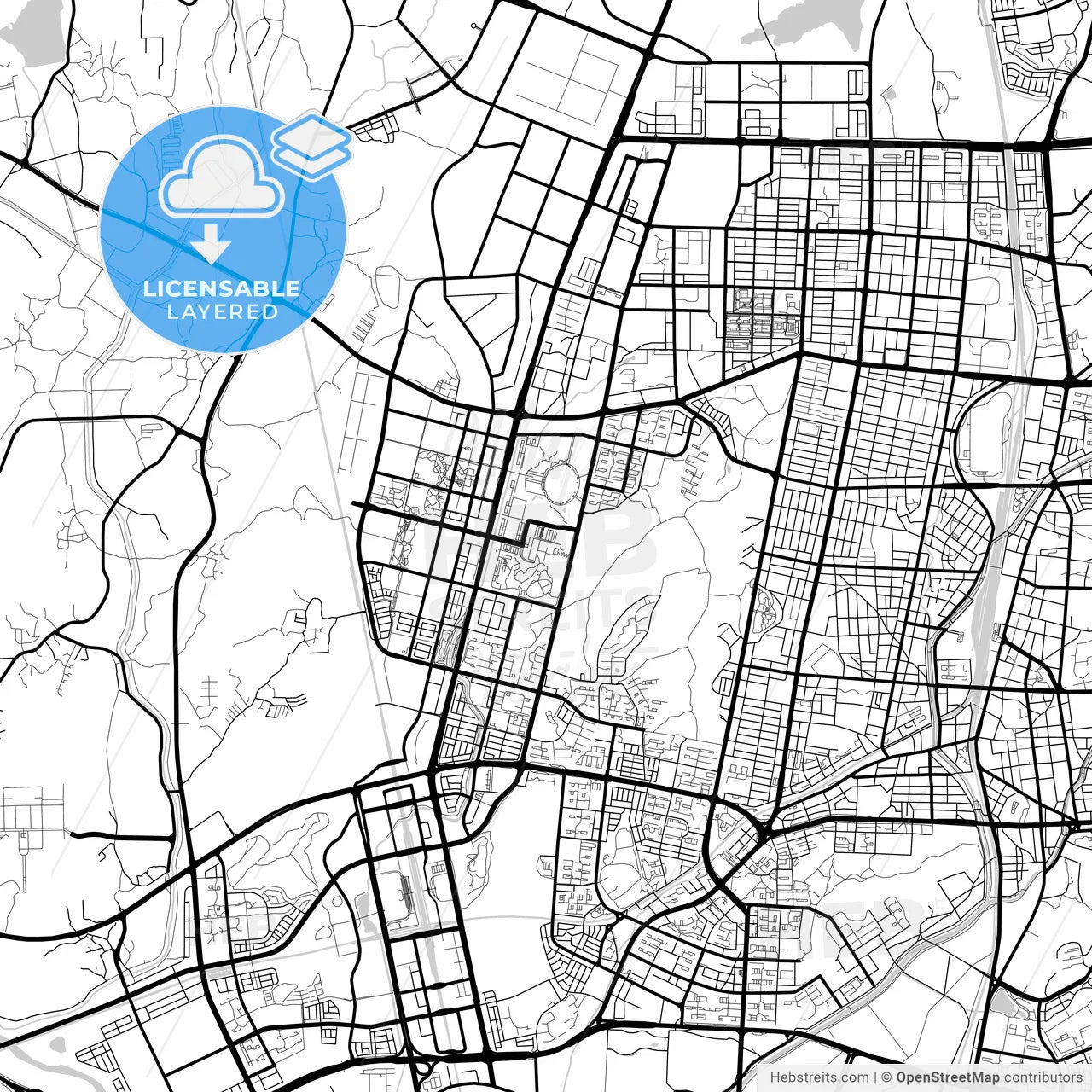 Layered PDF map of Cheonan, South Chungcheong, South Korea