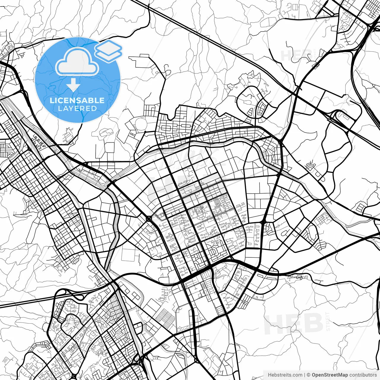 Layered PDF map of Anyang, Gyeonggi, South Korea