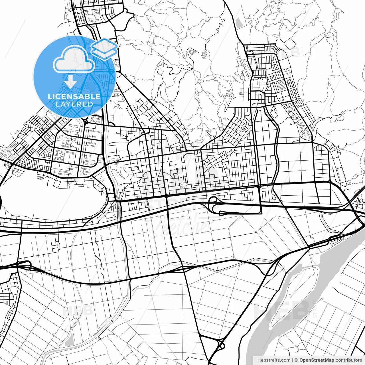 Layered PDF map of Gimhae, South Gyeongsang, South Korea