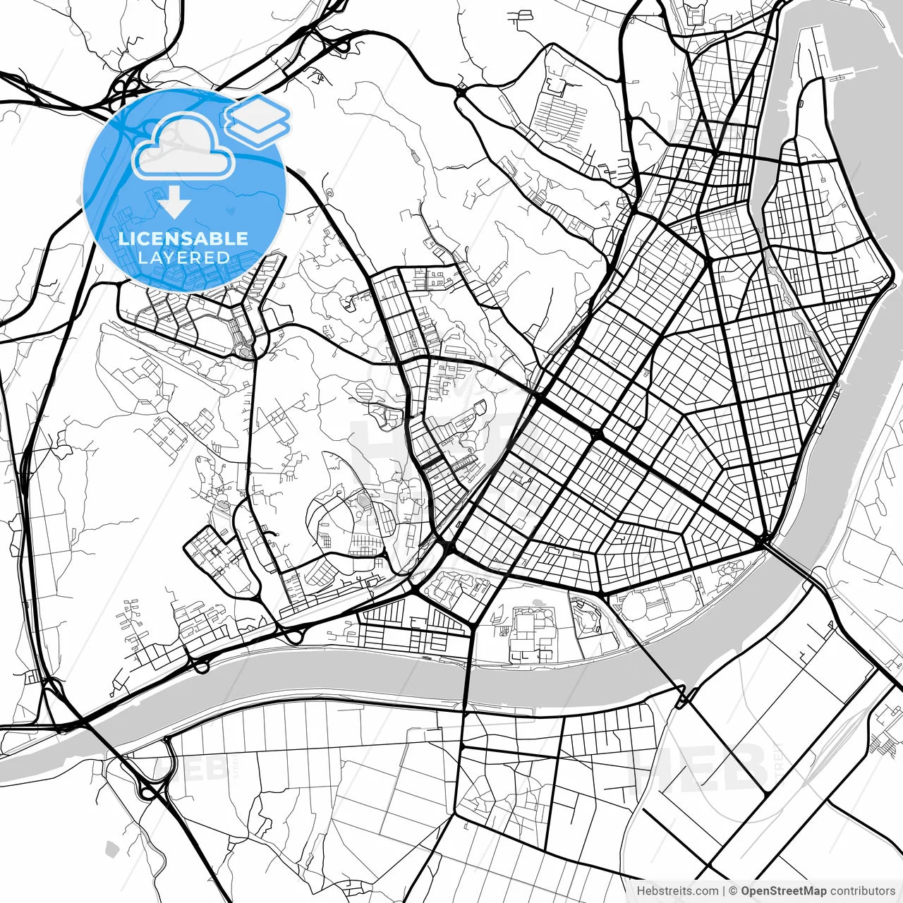 Layered PDF map of Pohang, North Gyeongsang, South Korea