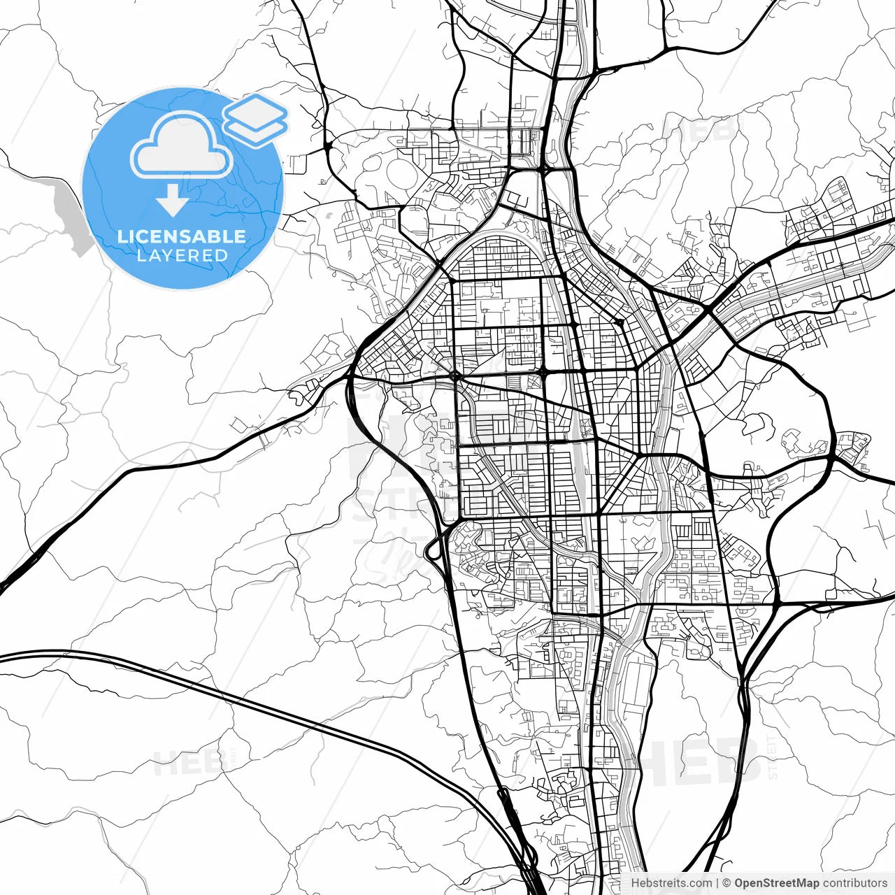 Layered PDF map of Uijeongbu, Gyeonggi, South Korea