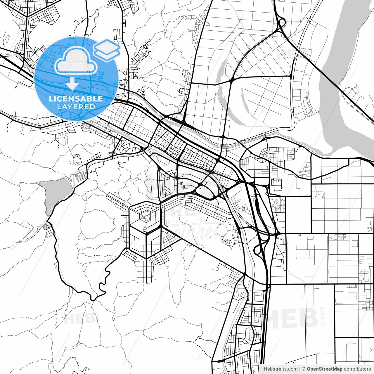 Layered PDF map of Gumi, North Gyeongsang, South Korea