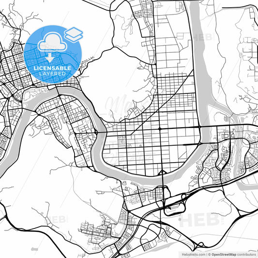 Layered PDF map of Jinju, South Gyeongsang, South Korea