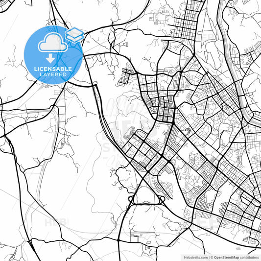 Layered PDF map of Wonju, Gangwon, South Korea