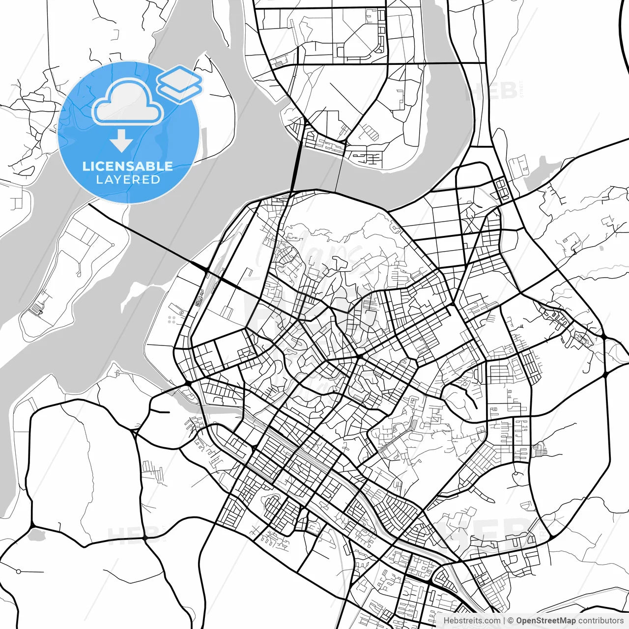Layered PDF map of Chuncheon, Gangwon, South Korea