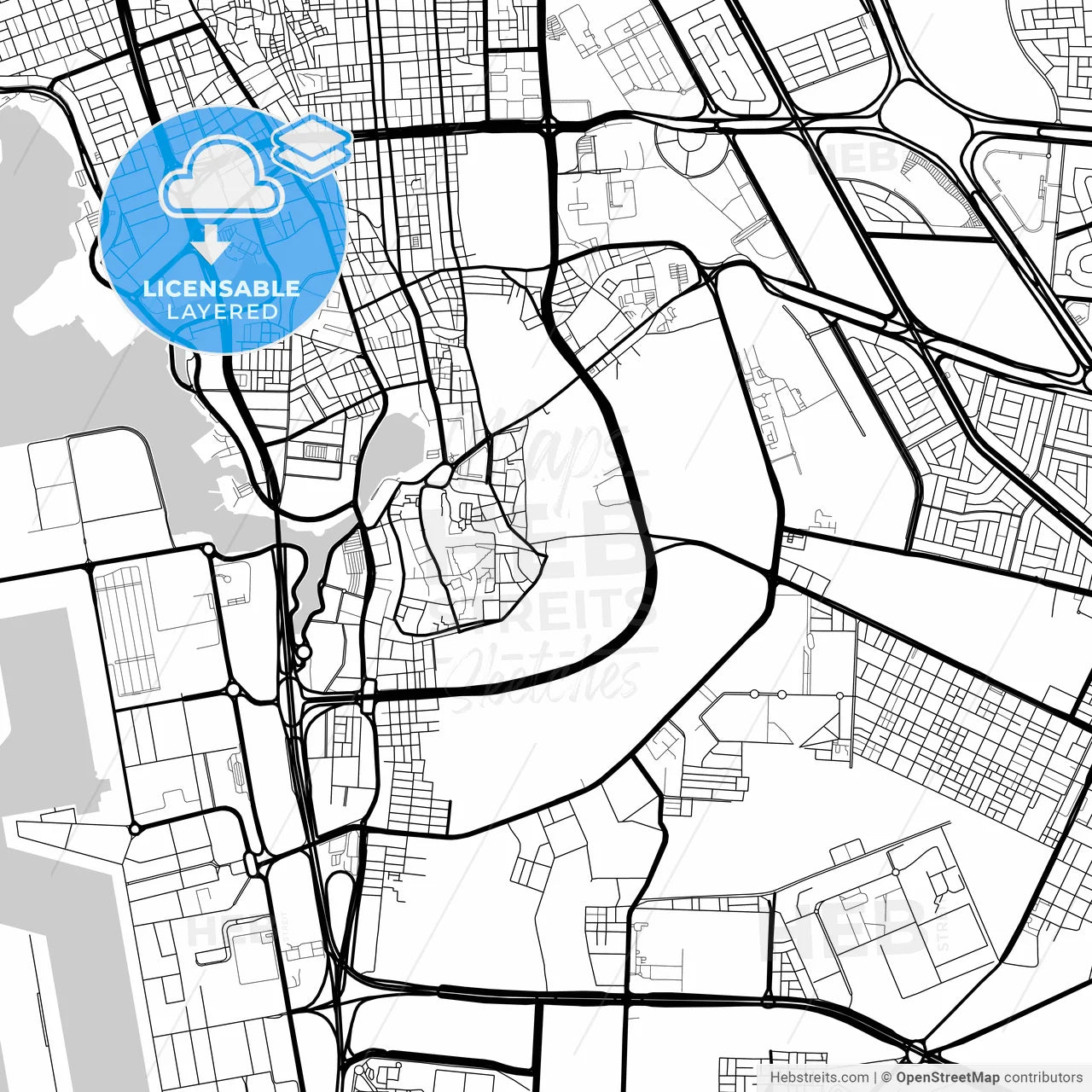 Layered PDF map of Jeddah, Saudi Arabia