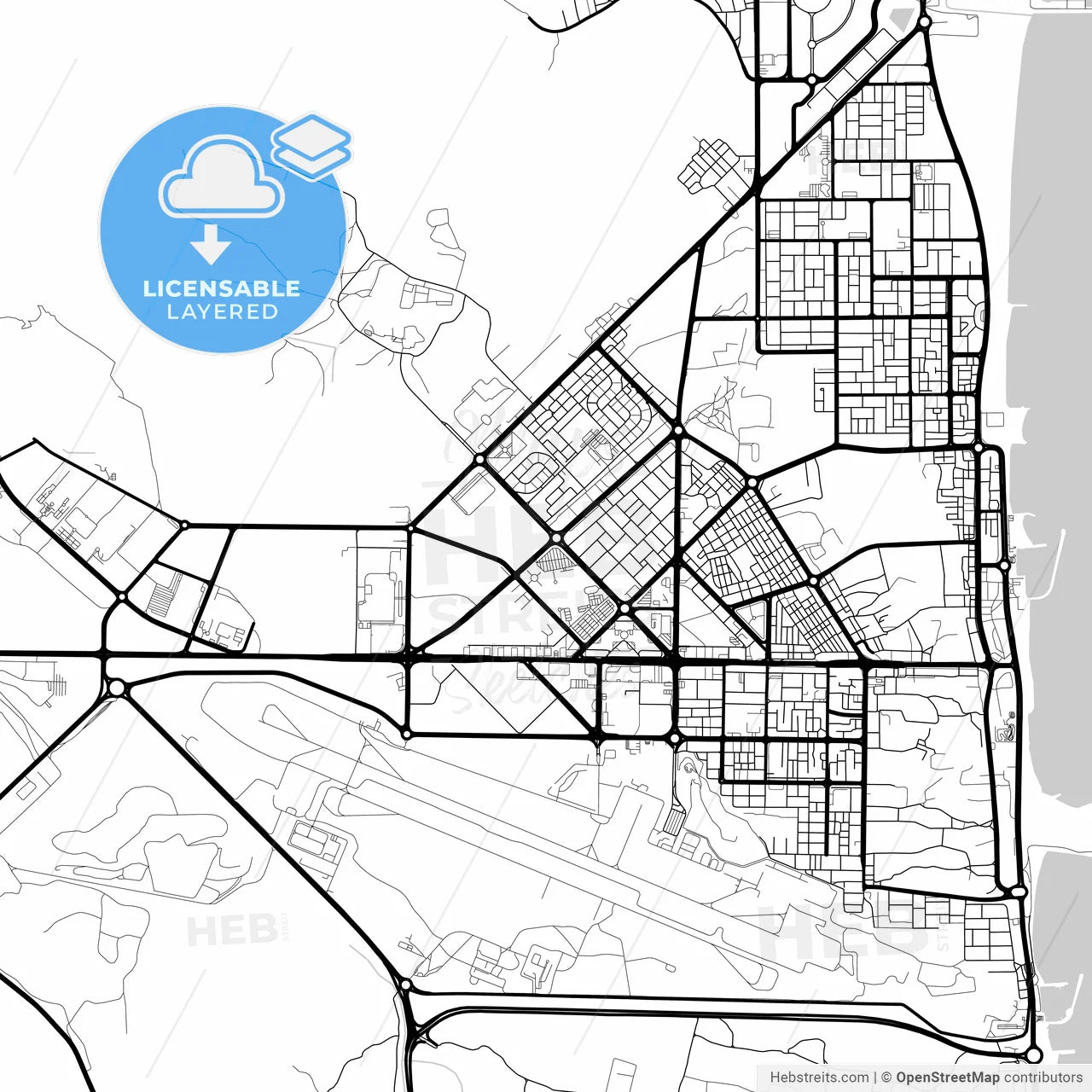 Layered PDF map of Al Fujairah City  , United Arab Emirates