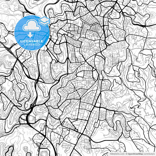 Layered PDF map of Jerusalem, Jerusalem, Israel