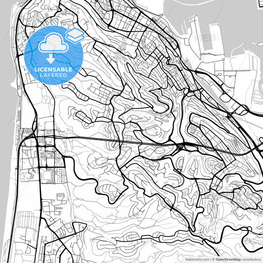 Layered PDF map of Haifa, Haifa, Israel
