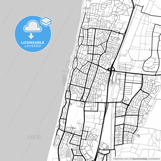 Layered PDF map of Netanya, Center, Israel