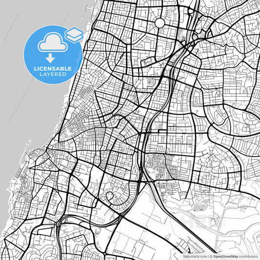 Layered PDF map of Bnei Brak, Tel Aviv, Israel