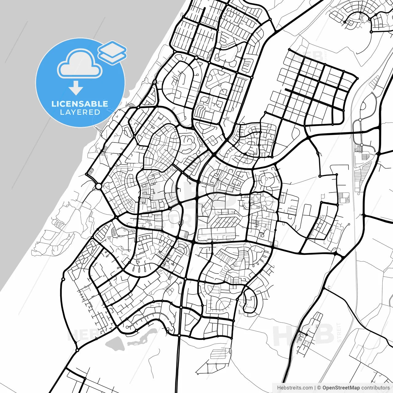 Layered PDF map of Ashkelon, South, Israel