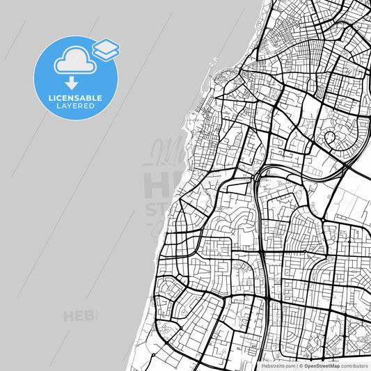 Layered PDF map of Bat Yam, Tel Aviv, Israel