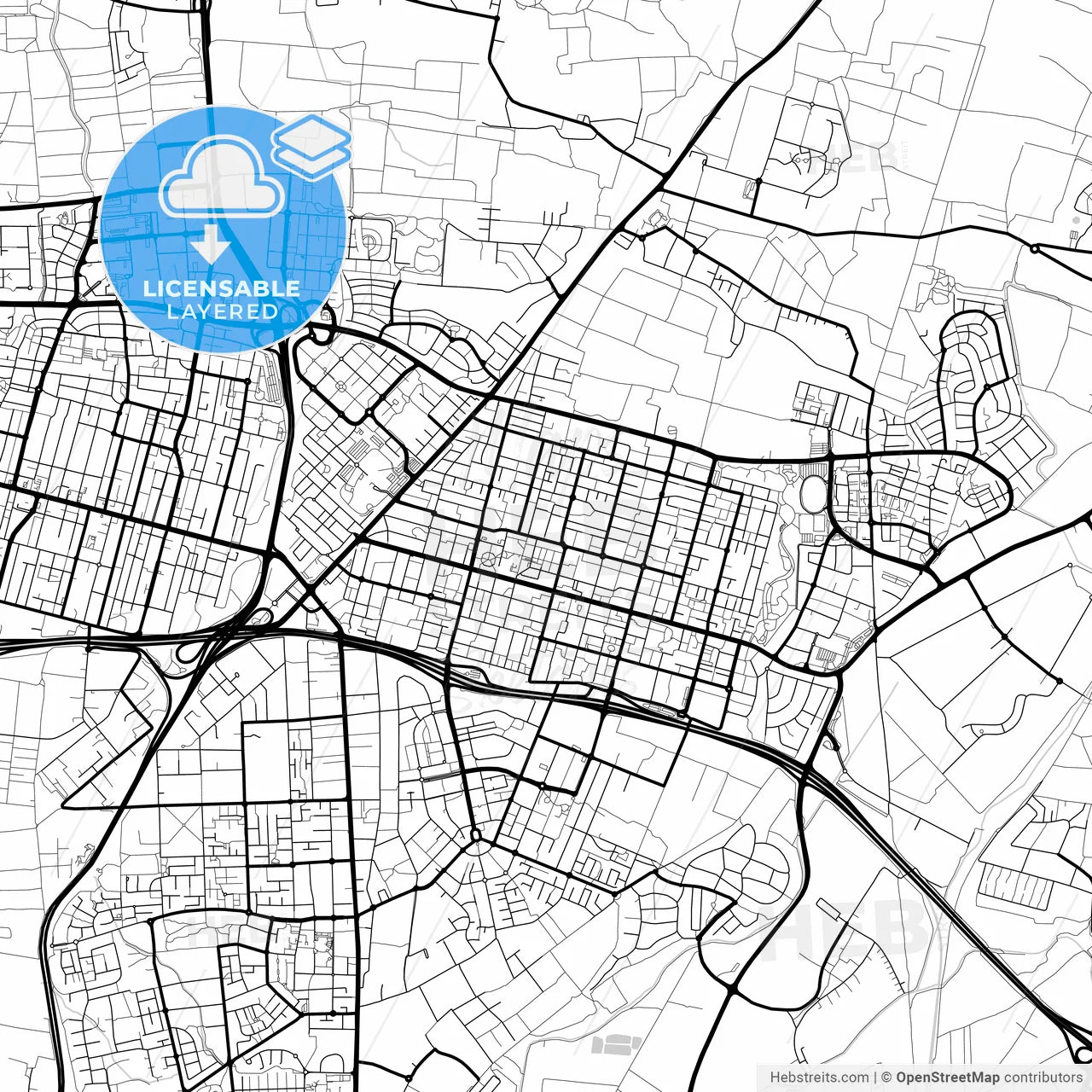 Layered PDF map of Kfar Saba, Center, Israel