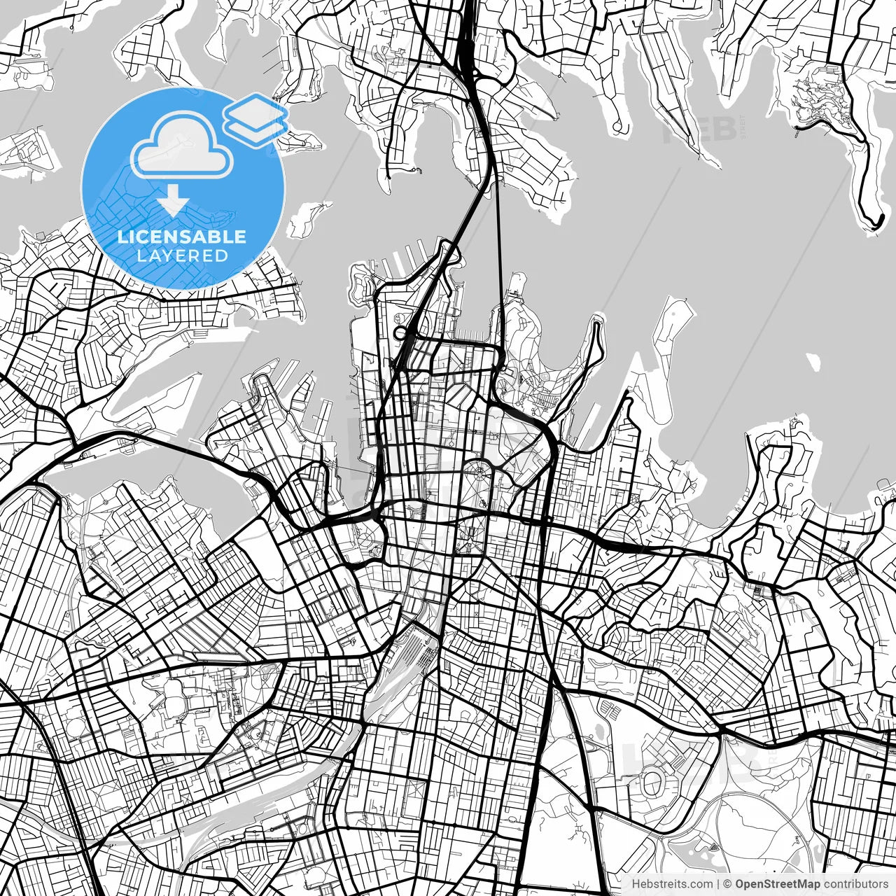 Layered PDF map of Sydney, New South Wales, Australia