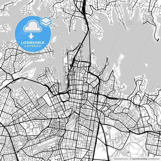 Layered PDF map of Sydney, New South Wales, Australia