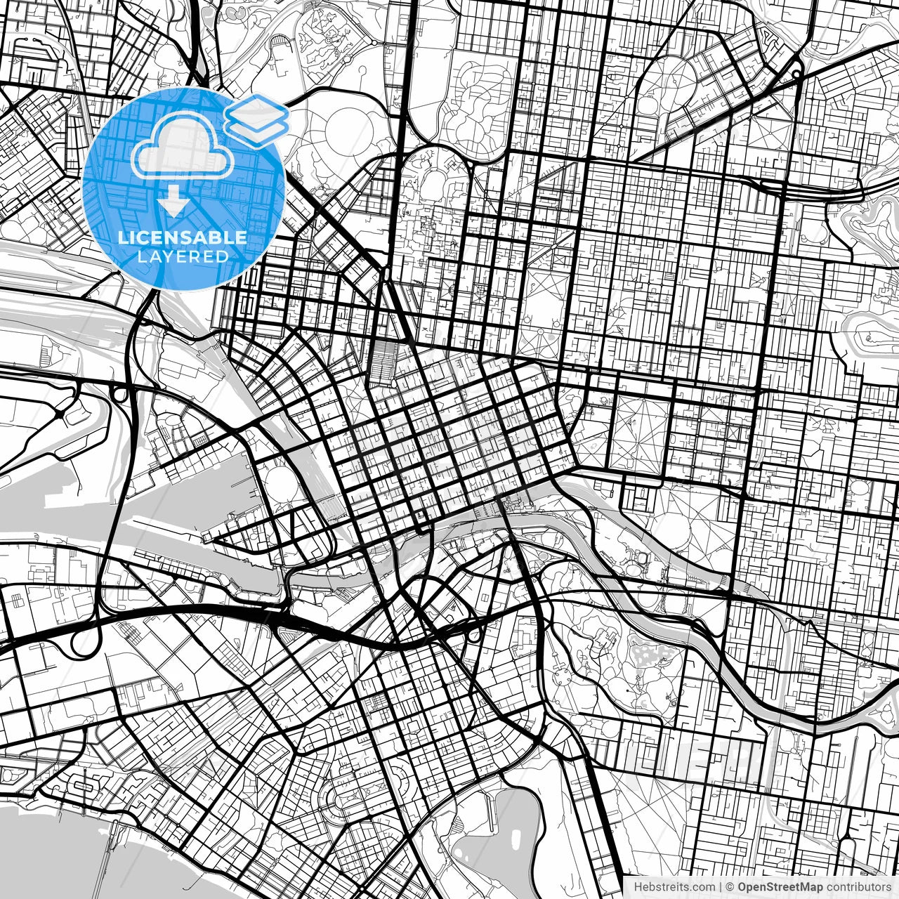 Layered PDF map of Melbourne, Victoria, Australia
