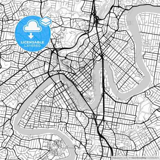 Layered PDF map of Brisbane, Queensland, Australia
