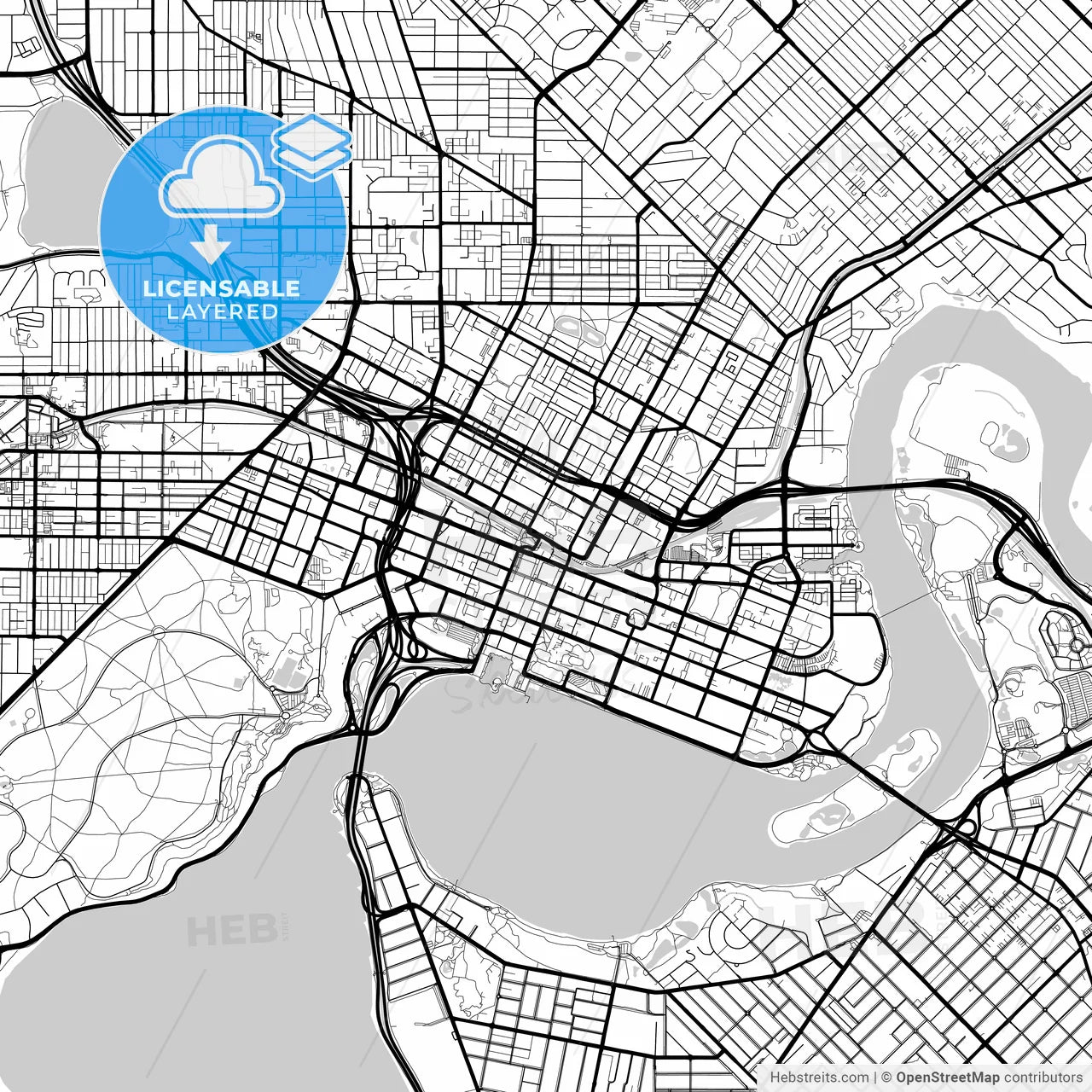 Layered PDF map of Perth, Western Australia, Australia