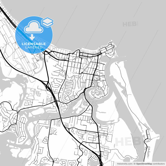Layered PDF map of Gold Coast–Tweed Heads, Queensland/New South Wales, Australia