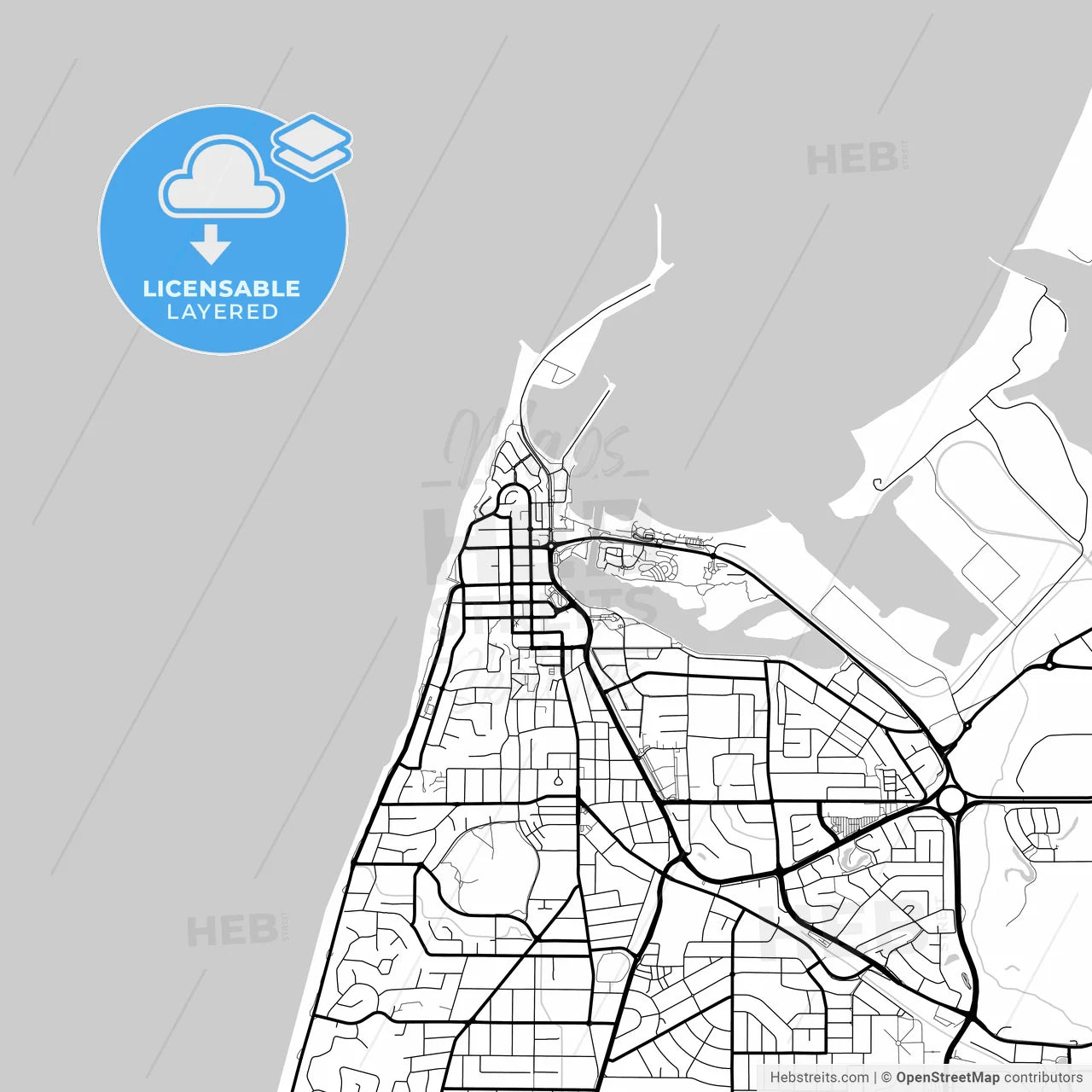 Layered PDF map of Bunbury, Western Australia, Australia