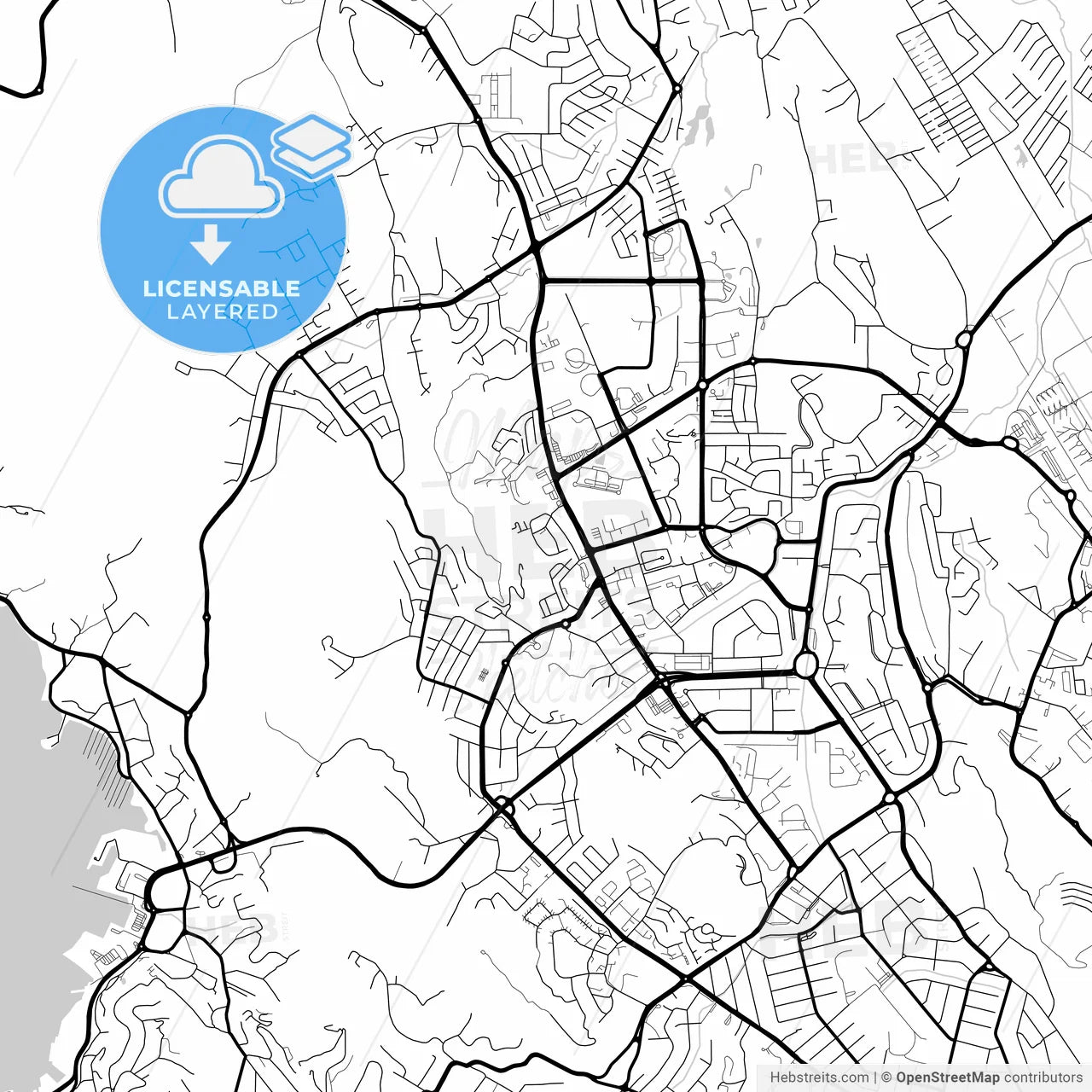 Layered PDF map of Port Moresby, National Capital District, Papua New Guinea