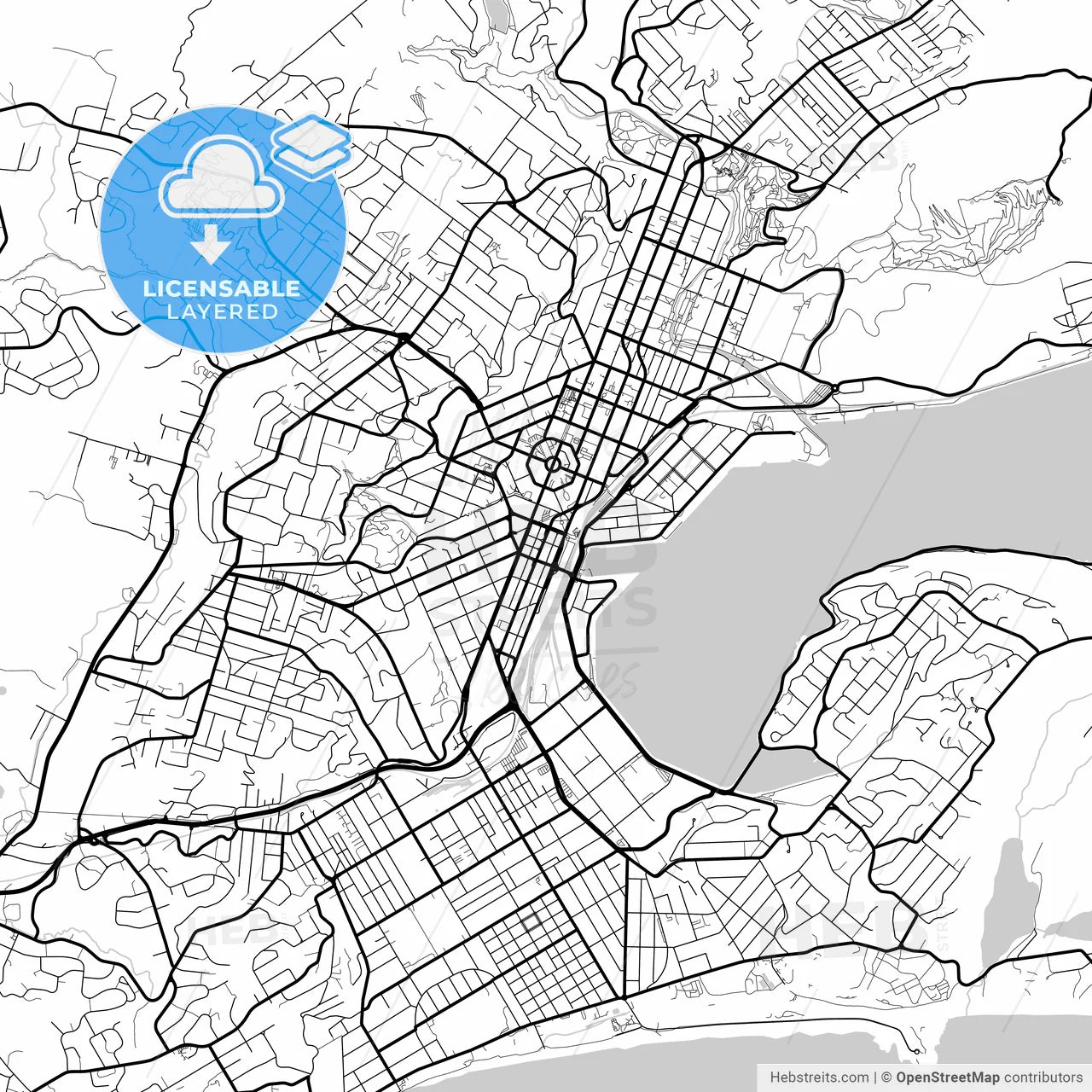 Layered PDF map of Dunedin, New Zealand