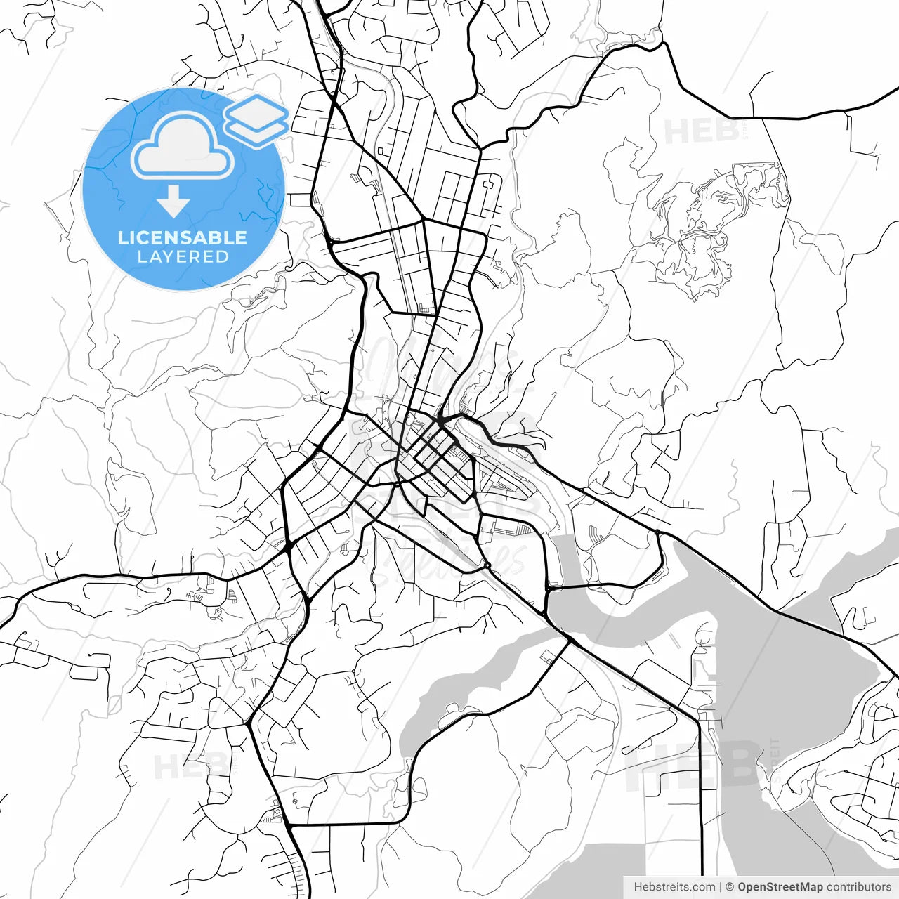 Layered PDF map of Whangarei, New Zealand