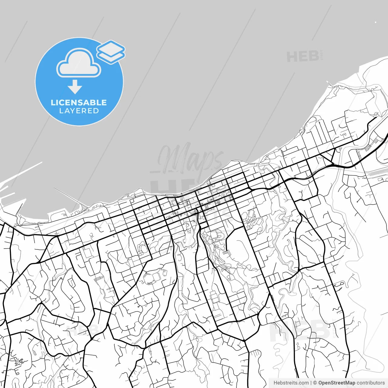Layered PDF map of New Plymouth, New Zealand