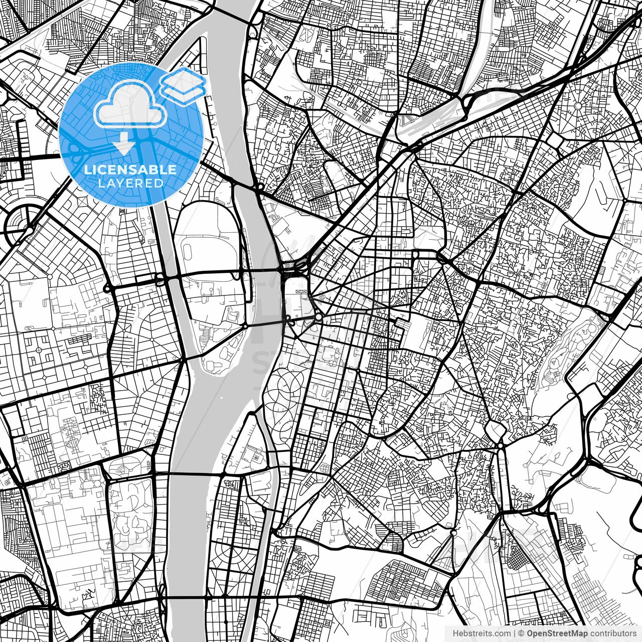 Layered PDF map of Cairo, Egypt