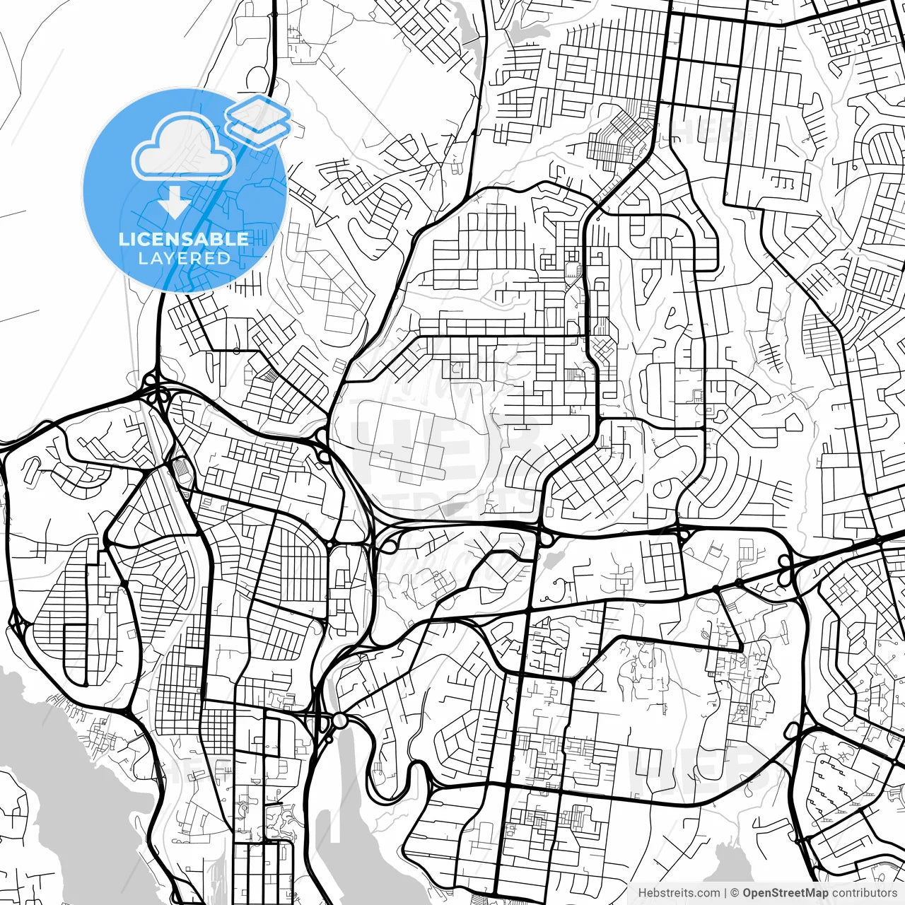 Layered PDF map of Abidjan, Ivory Coast