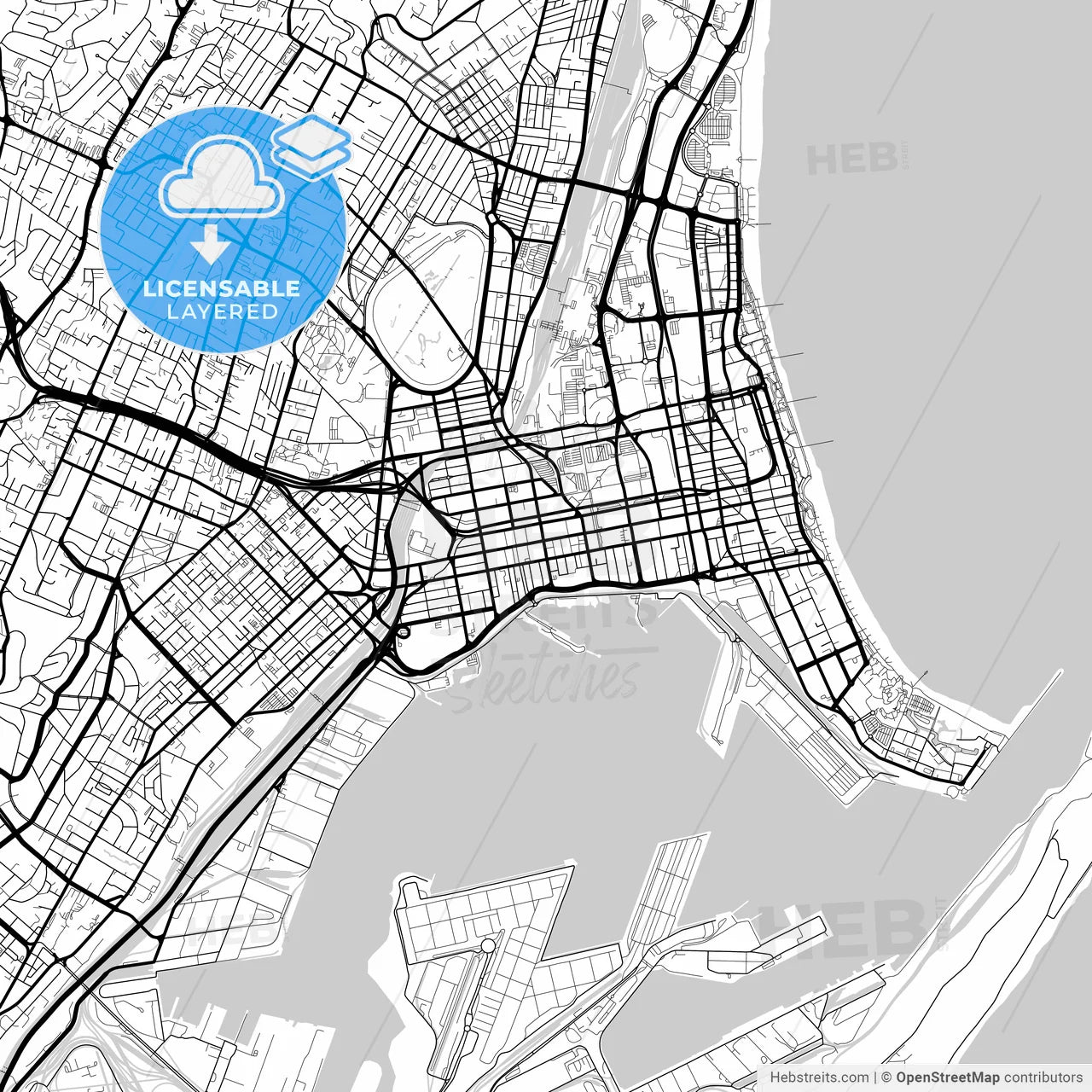 Layered PDF map of Durban, South Africa