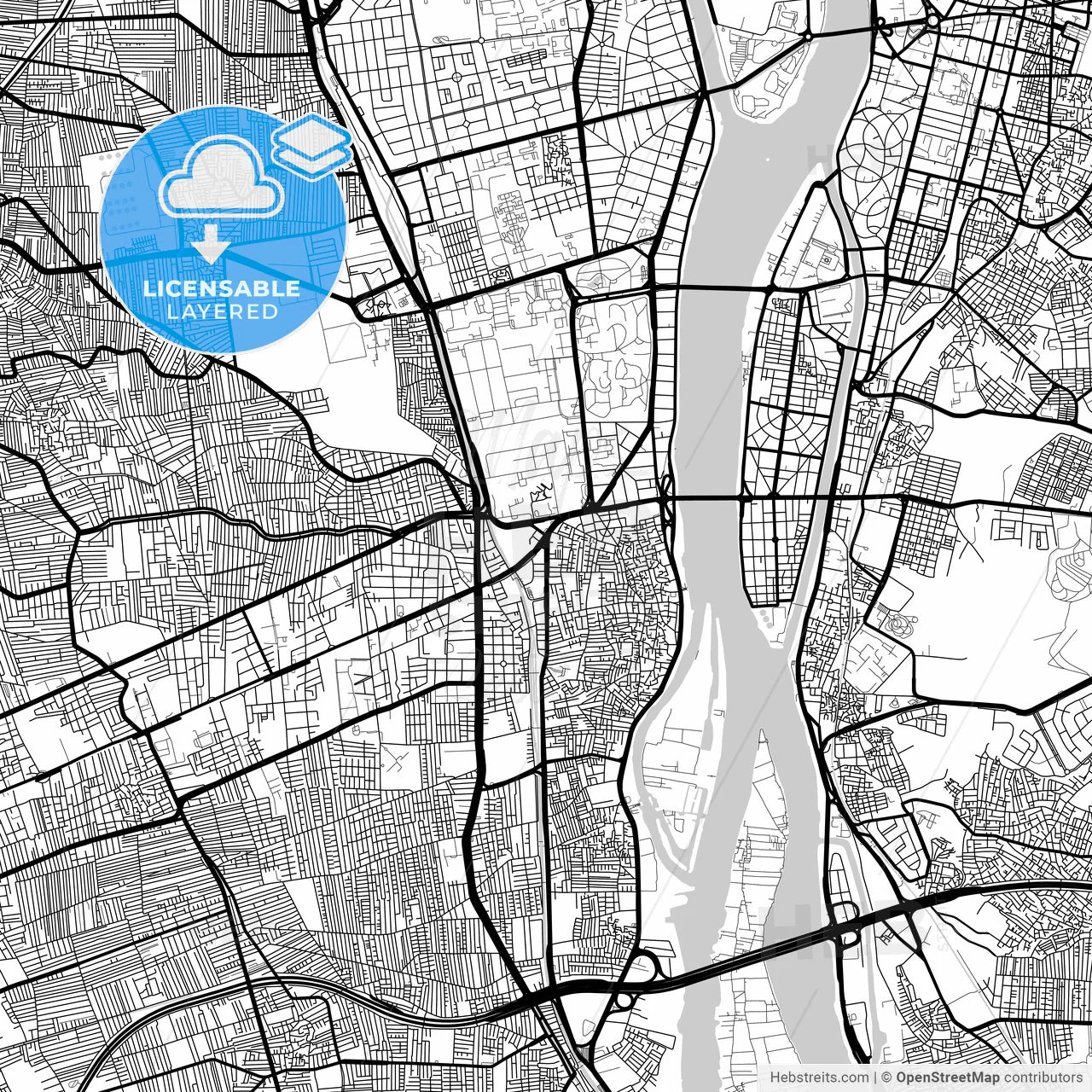 Layered PDF map of Giza, Egypt