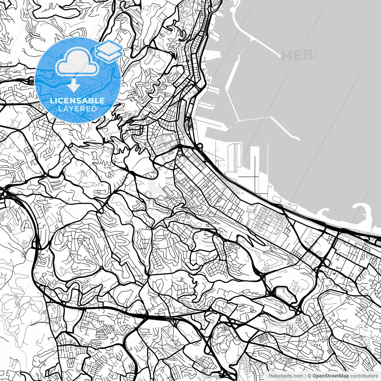 Layered PDF map of Algiers, Algeria