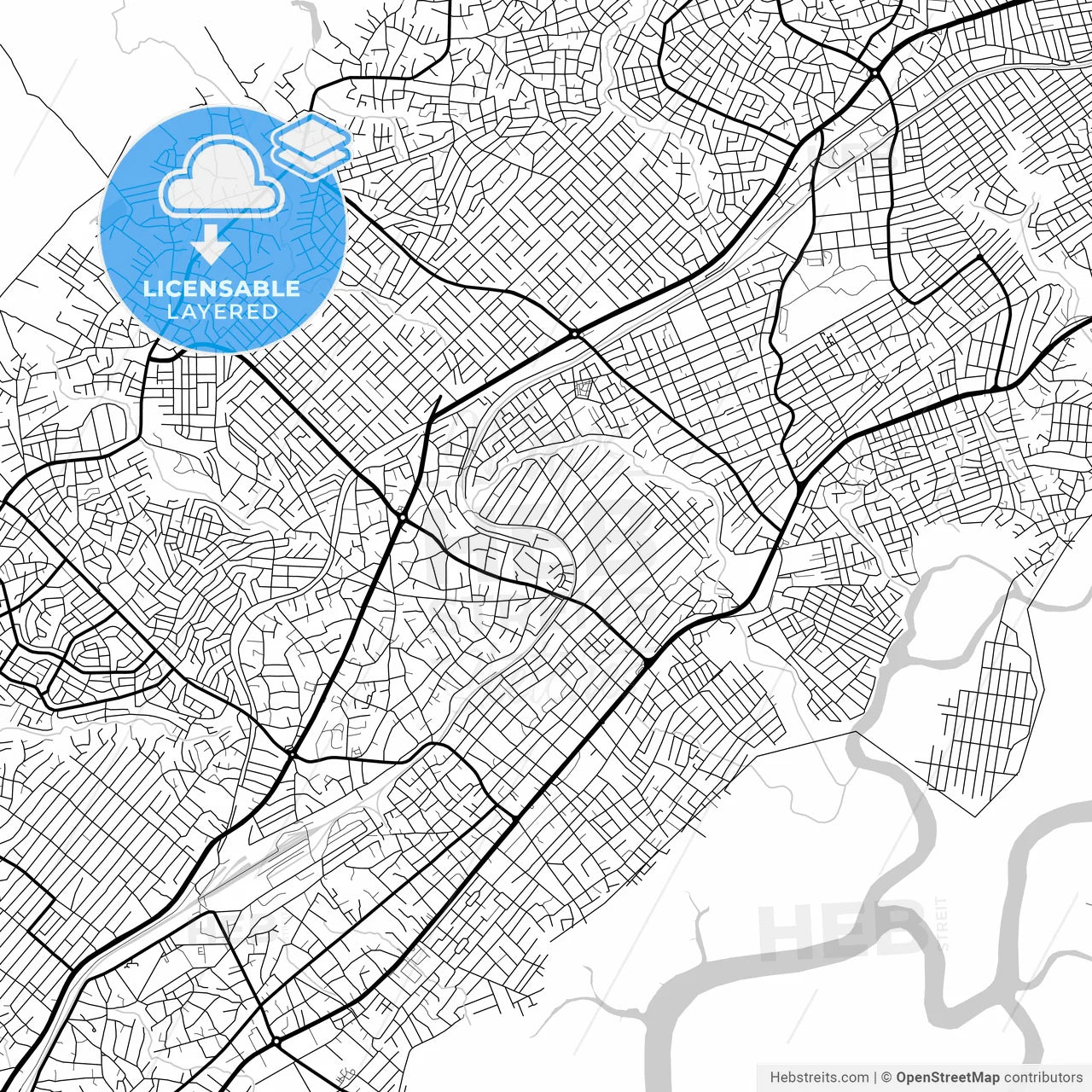 Layered PDF map of Conakry, Guinea