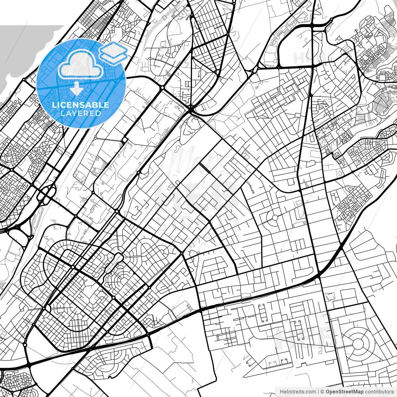 Layered PDF map of Rabat, Morocco