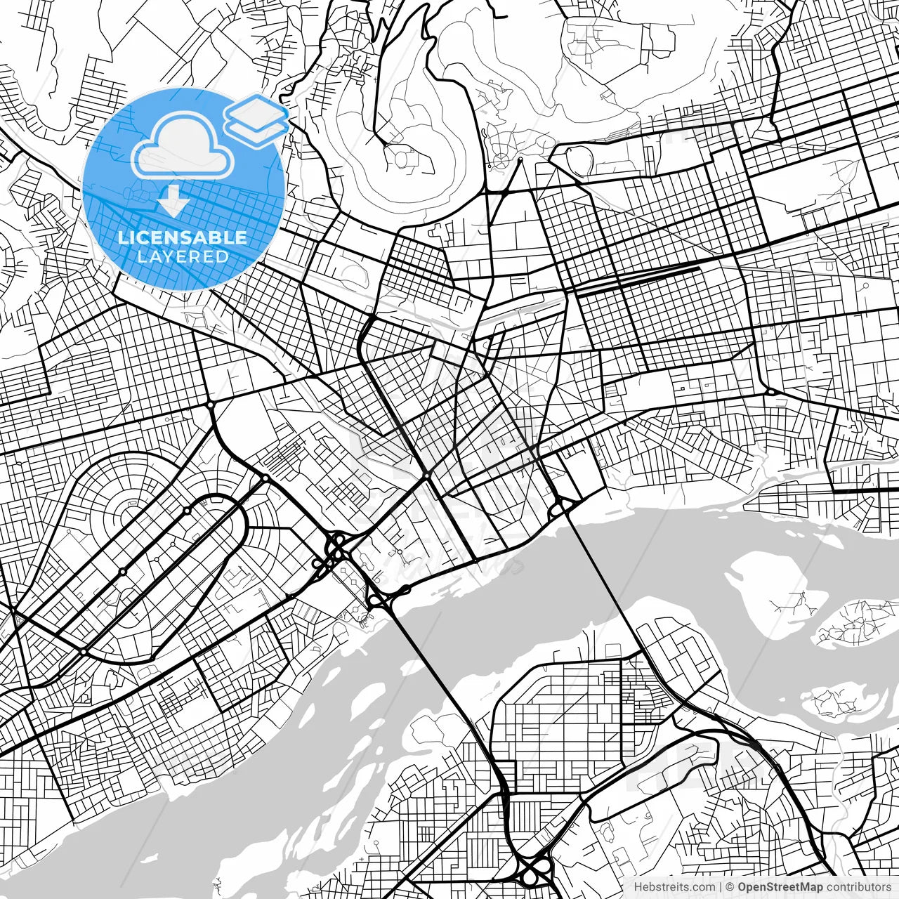 Layered PDF map of Bamako, Mali