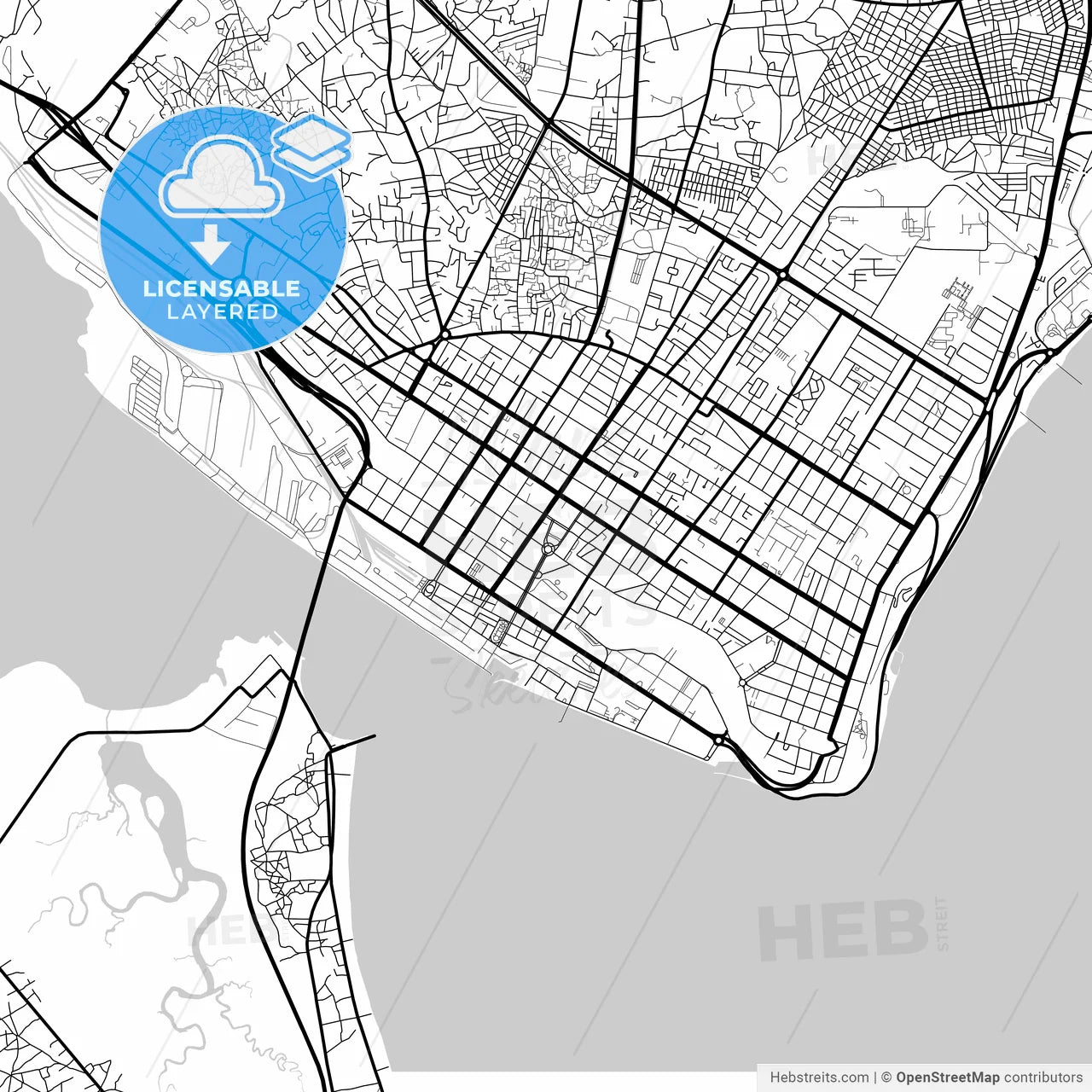 Layered PDF map of Maputo, Mozambique
