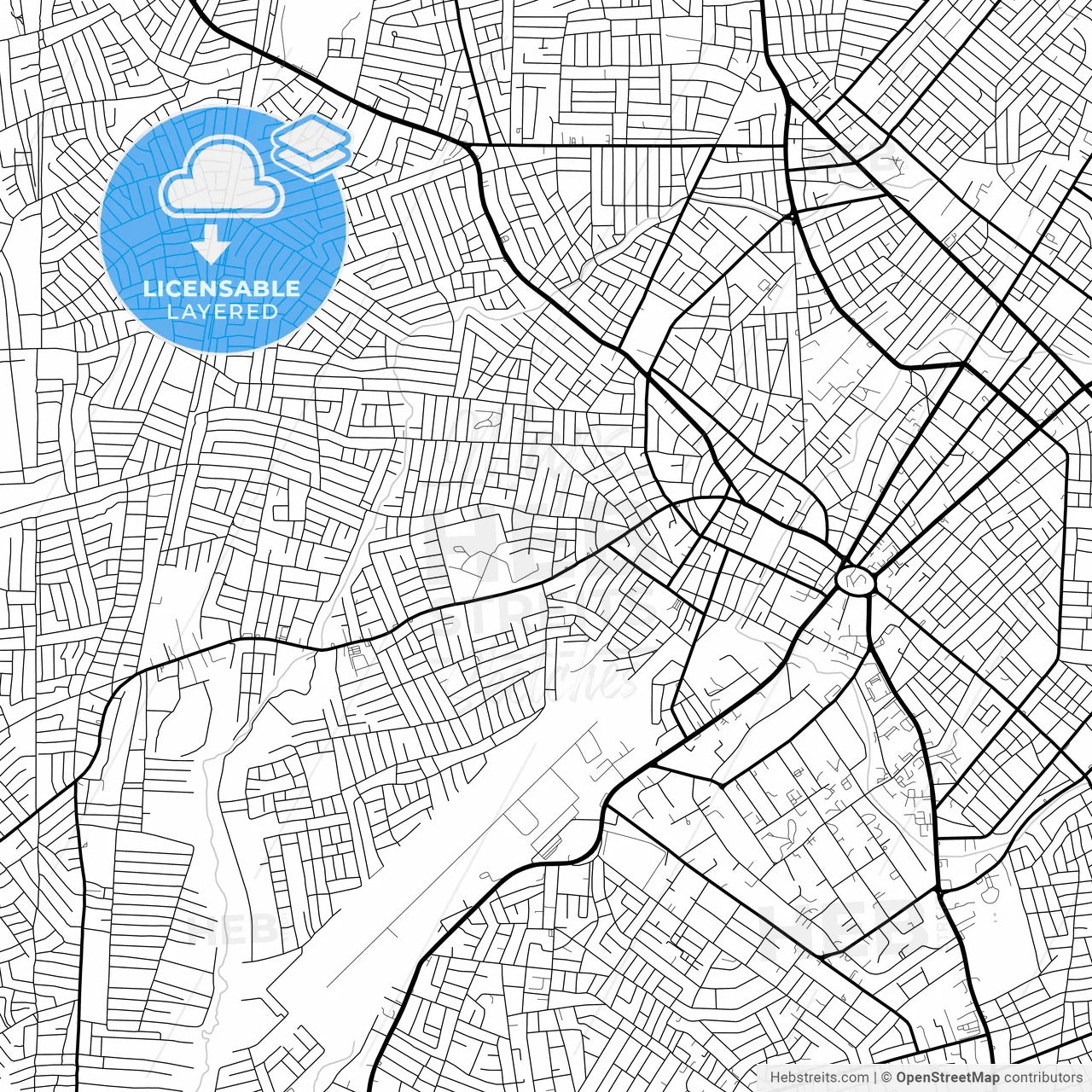 Layered PDF map of Benin City, Nigeria