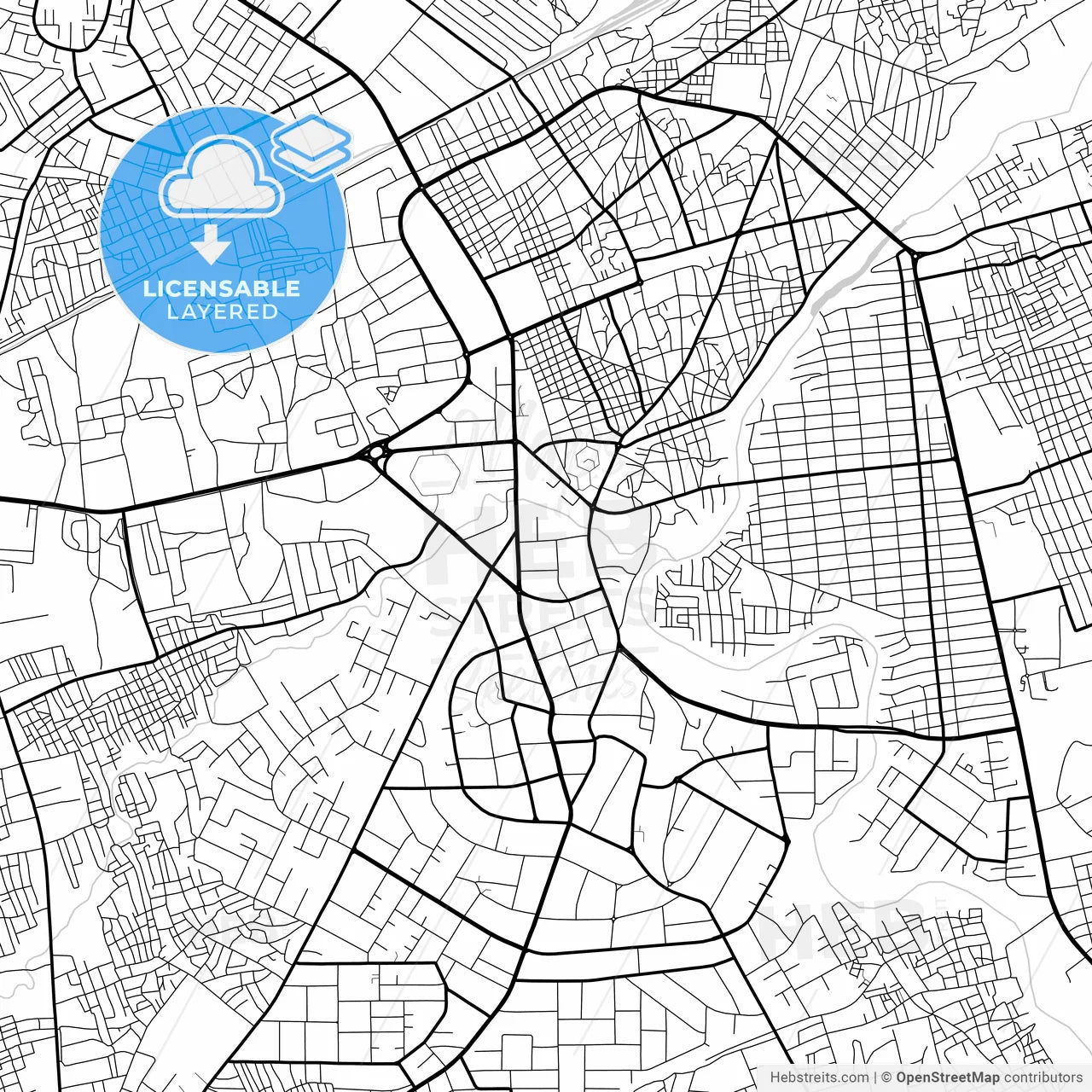Layered PDF map of Maiduguri, Nigeria